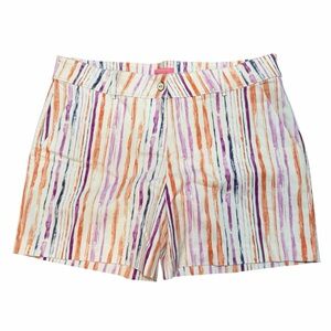 Isaac Mizrahi New York Shorts Womens 16 Multicolor Stripe Chino Summer Casual